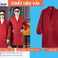 Áo Choàng Thực Phẩm  Màu Đỏ Đô Dài Tay Bo Ống Tay ACTPVA02
